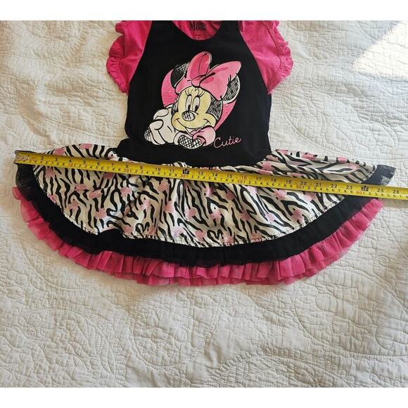 Disney Zebra Print & Pink Ruffles Minnie Mouse Dress & Ears Set Size 6 Girls - Picture 6 of 8